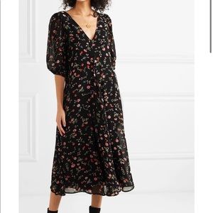 🌿Ganni Elm Floral-Print Georgette Midi Dress